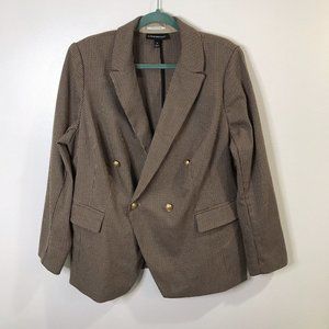 Lane Bryant Brown Plaid Double-Breasted Blazer